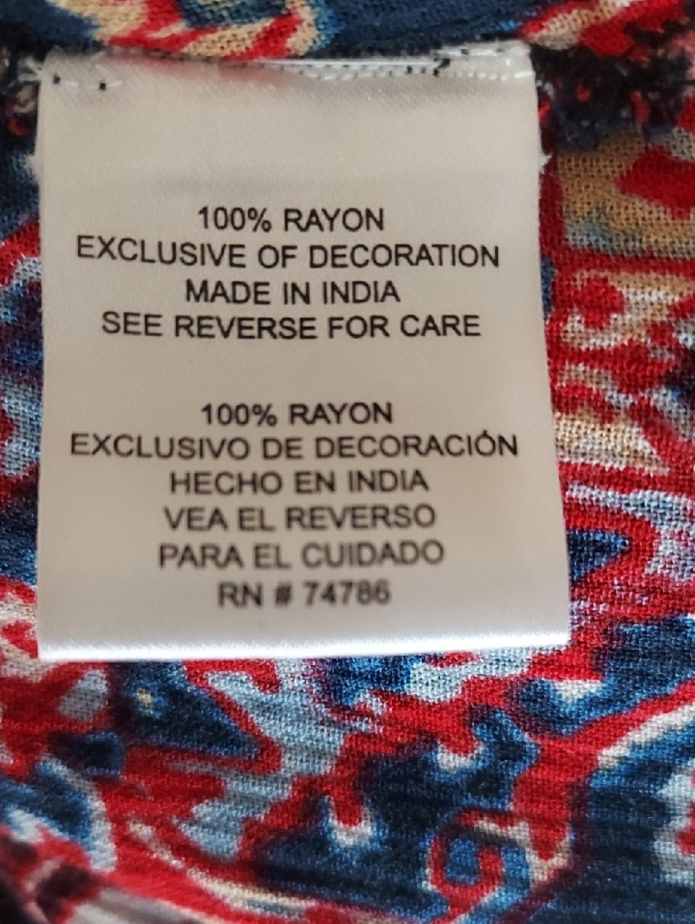 Bila Red and Navy Printed Rayon Top - Picture 7 of 8